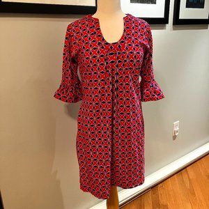 Tracy Negoshian Dress with Flutter Sleeves NWT Blue/Red Floral Size L